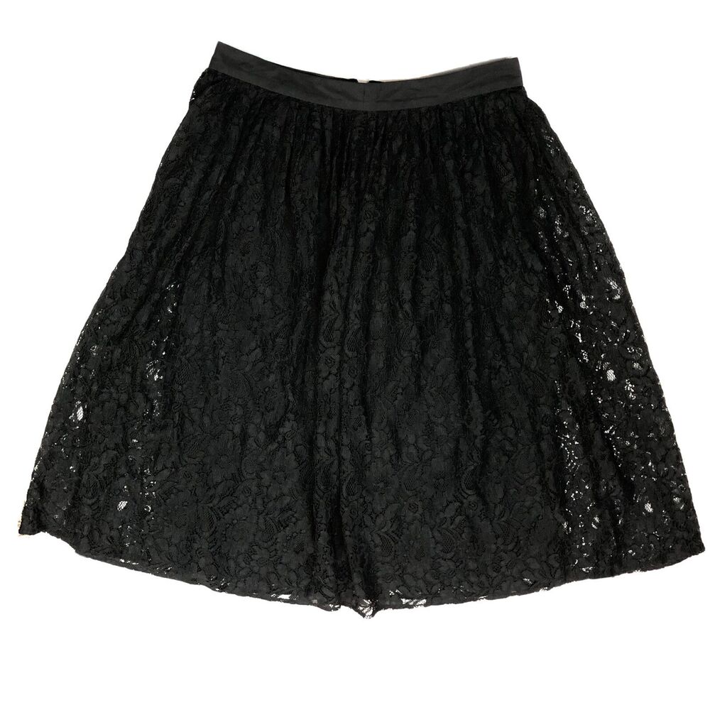 1. State Black Floral Lace Flare Skirt Lined Side Zip Small GGG11
